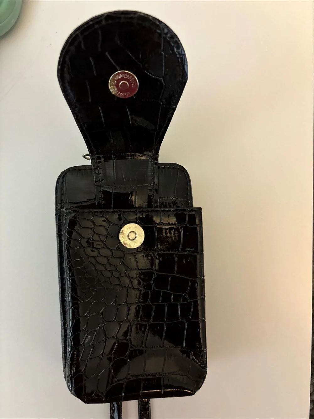 Black silver Heart Crossbody Phone/credit card Case with Adjustable Strap